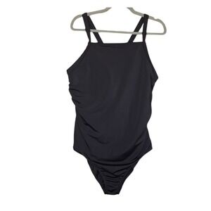 Lands End One Piece Swimsuit Tummy Control 22W Plus‎ Criss Cross Back Black